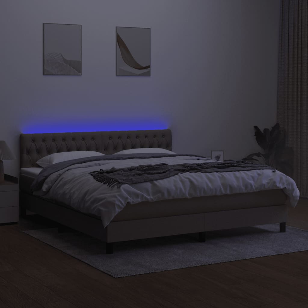 Sommier à lattes de lit avec matelas LED Taupe 160x200 cm Tissu - XIOS