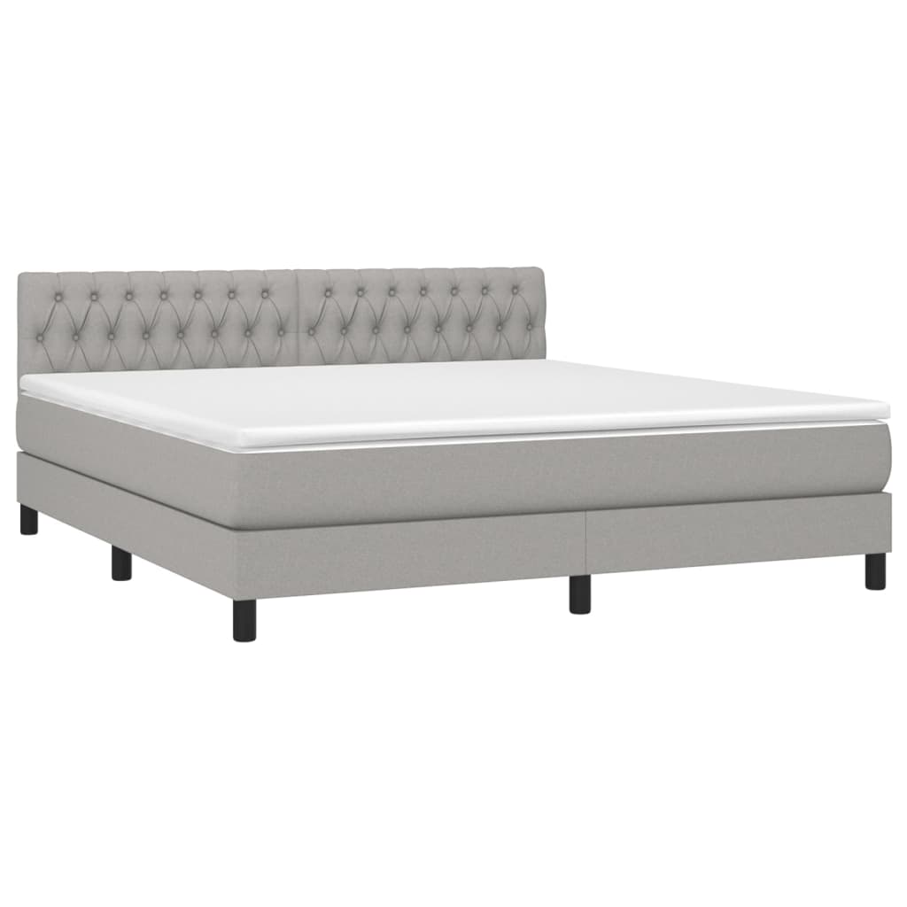Sommier à lattes de lit et matelas et LED Gris clair 180x200 cm - XIOS