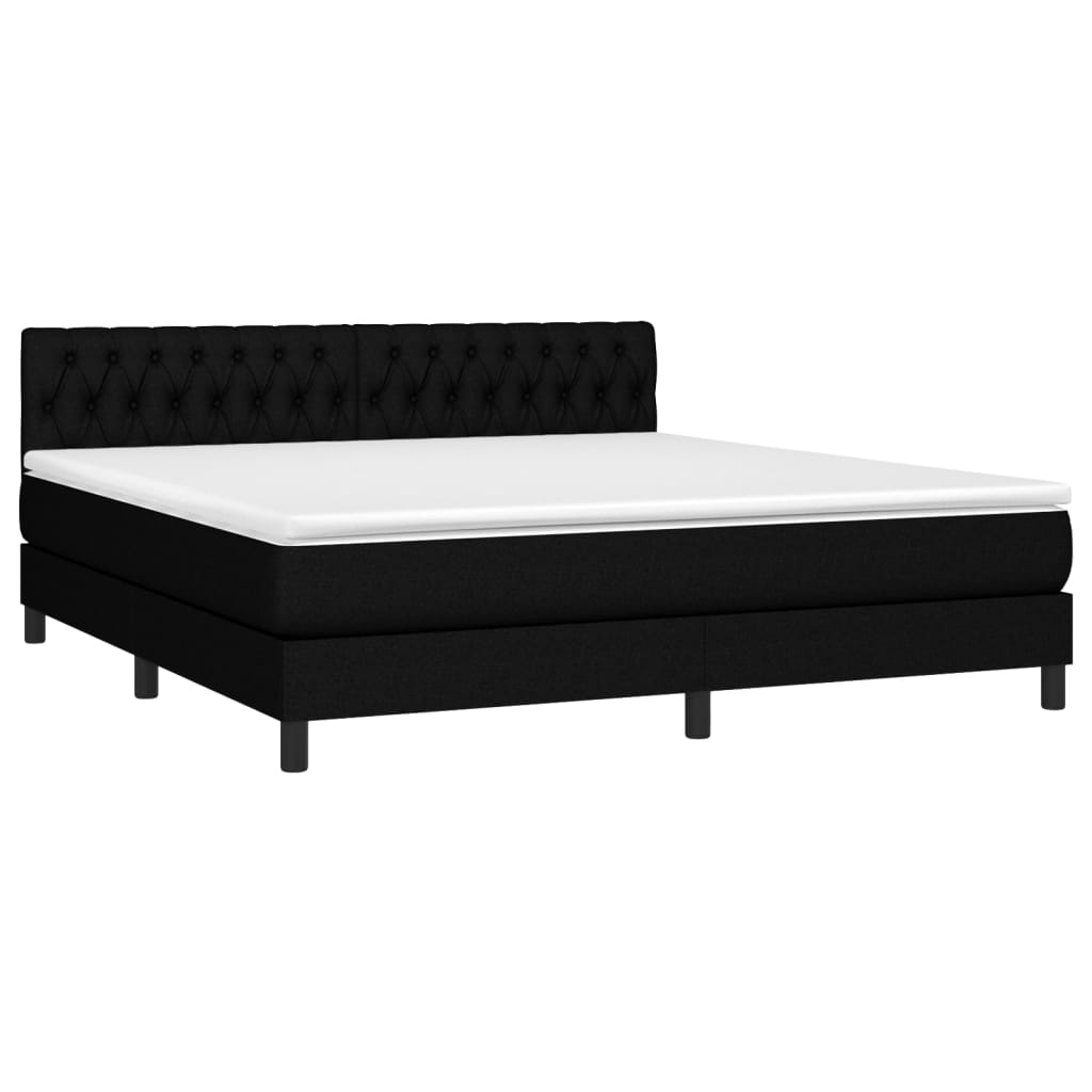Sommier à lattes de lit avec matelas LED Noir 180x200 cm Tissu - XIOS