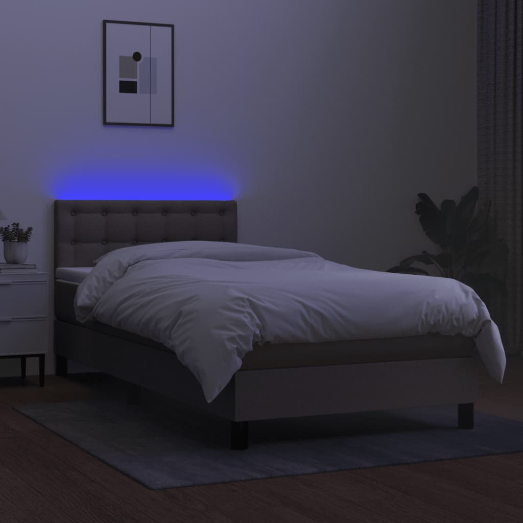 Sommier à lattes de lit avec matelas LED Taupe 80x200 cm Tissu - XIOS