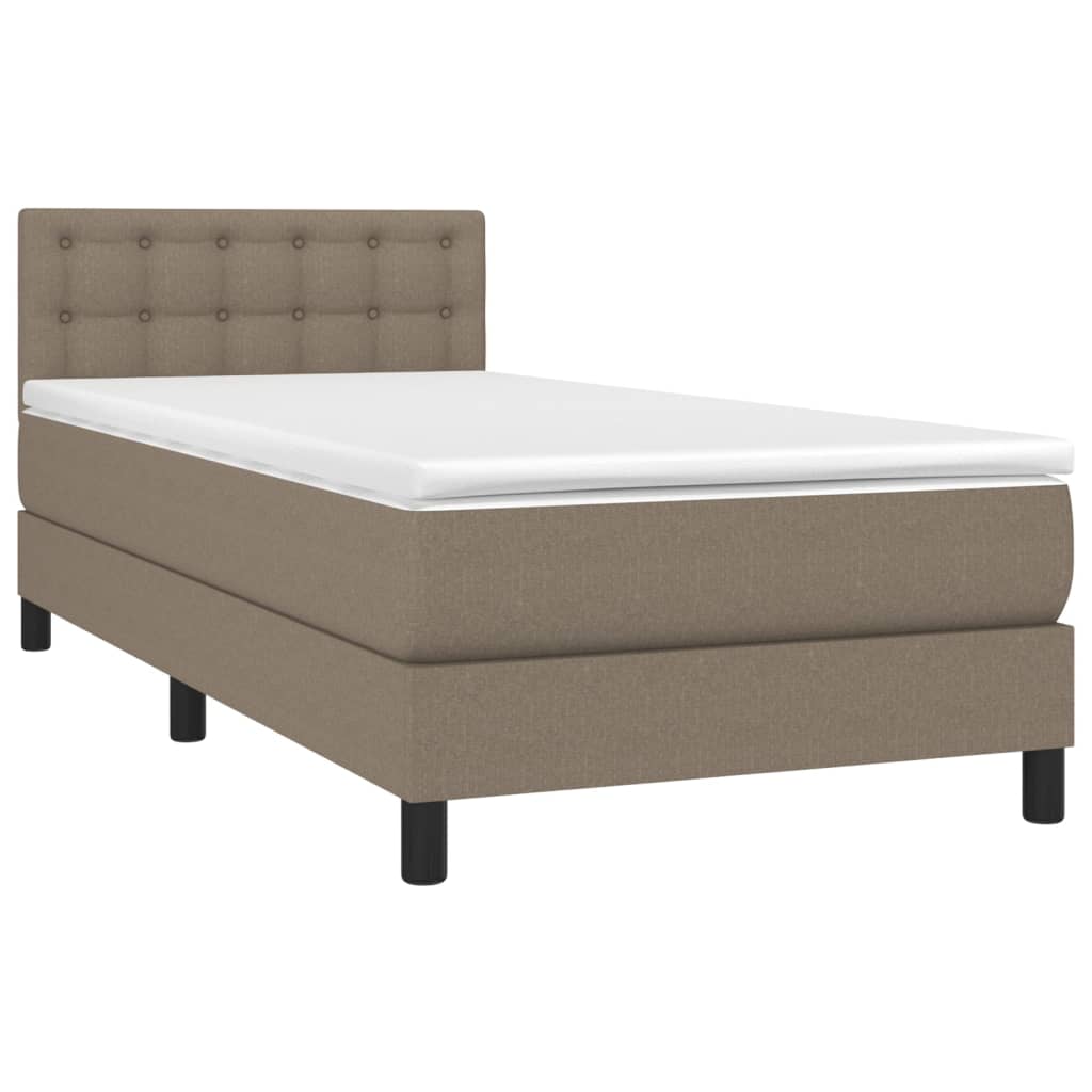 Sommier à lattes de lit avec matelas LED Taupe 90x190 cm Tissu - XIOS
