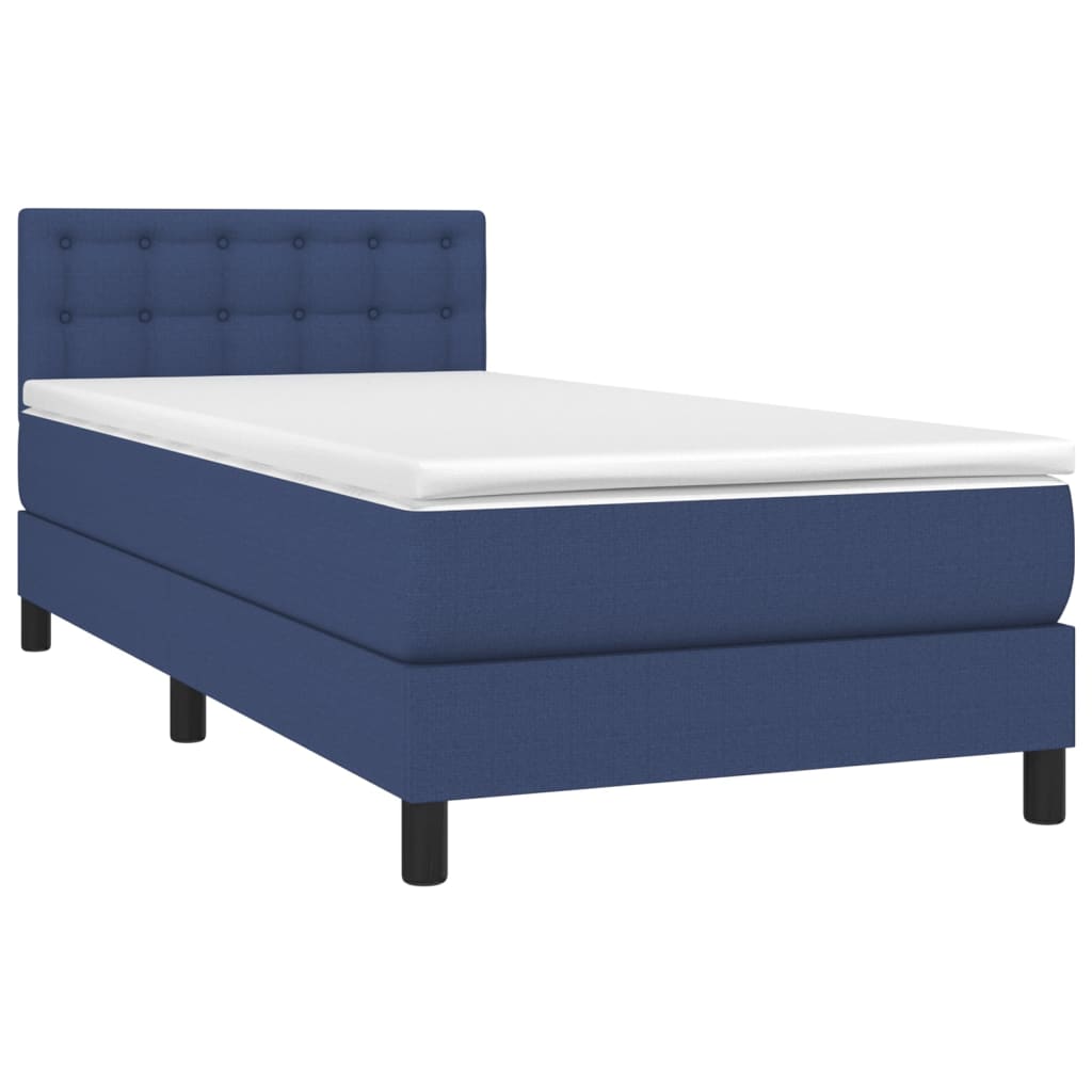 Sommier à lattes de lit avec matelas LED Bleu 100x200 cm Tissu - XIOS