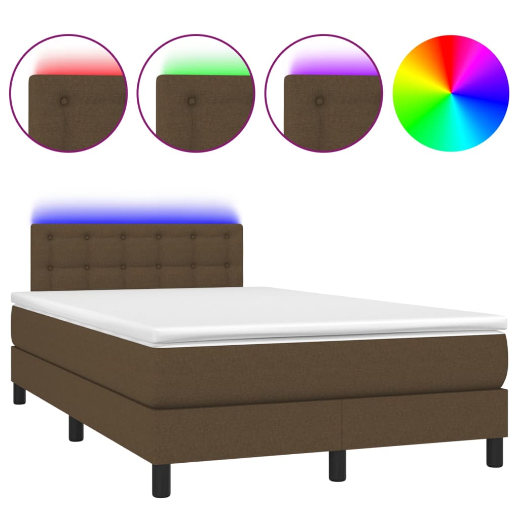 Sommier à lattes de lit matelas et LED Marron foncé 120x200 cm - XIOS