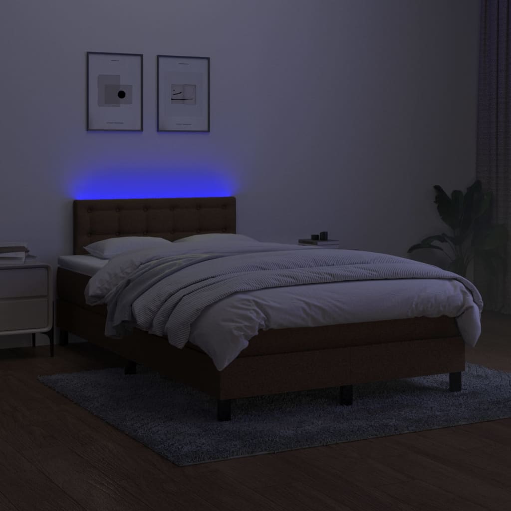 Sommier à lattes de lit matelas et LED Marron foncé 120x200 cm - XIOS