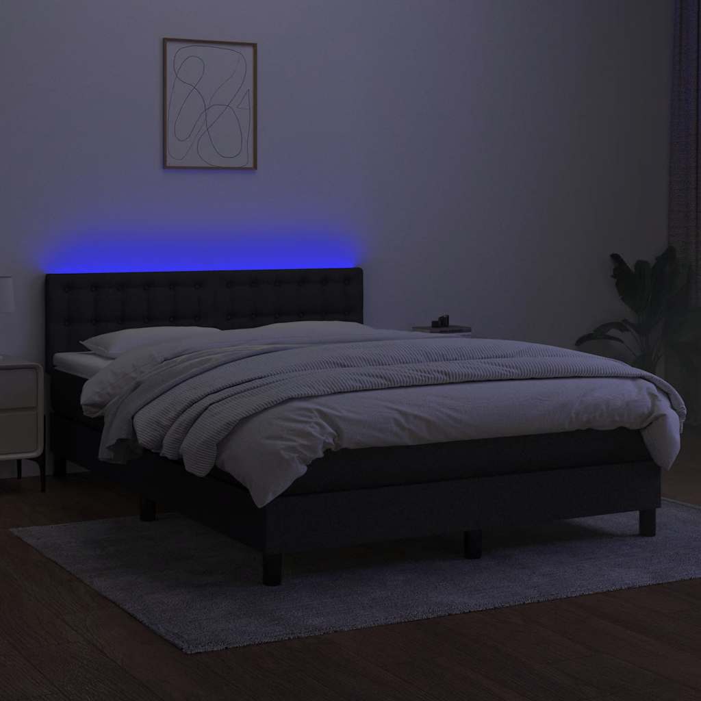 Sommier à lattes de lit avec matelas LED Noir 140x190 cm Tissu - XIOS