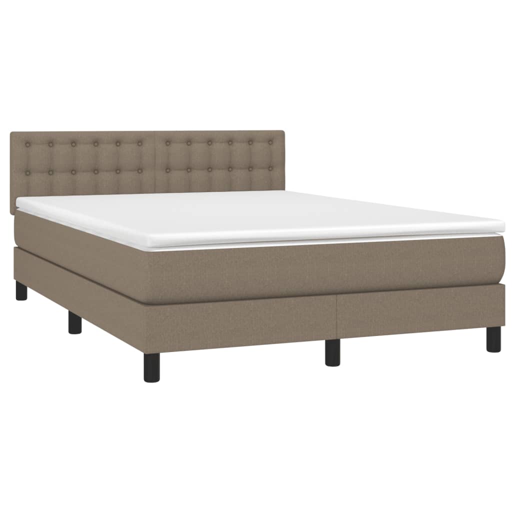 Sommier à lattes de lit avec matelas LED Taupe 140x190 cm Tissu - XIOS