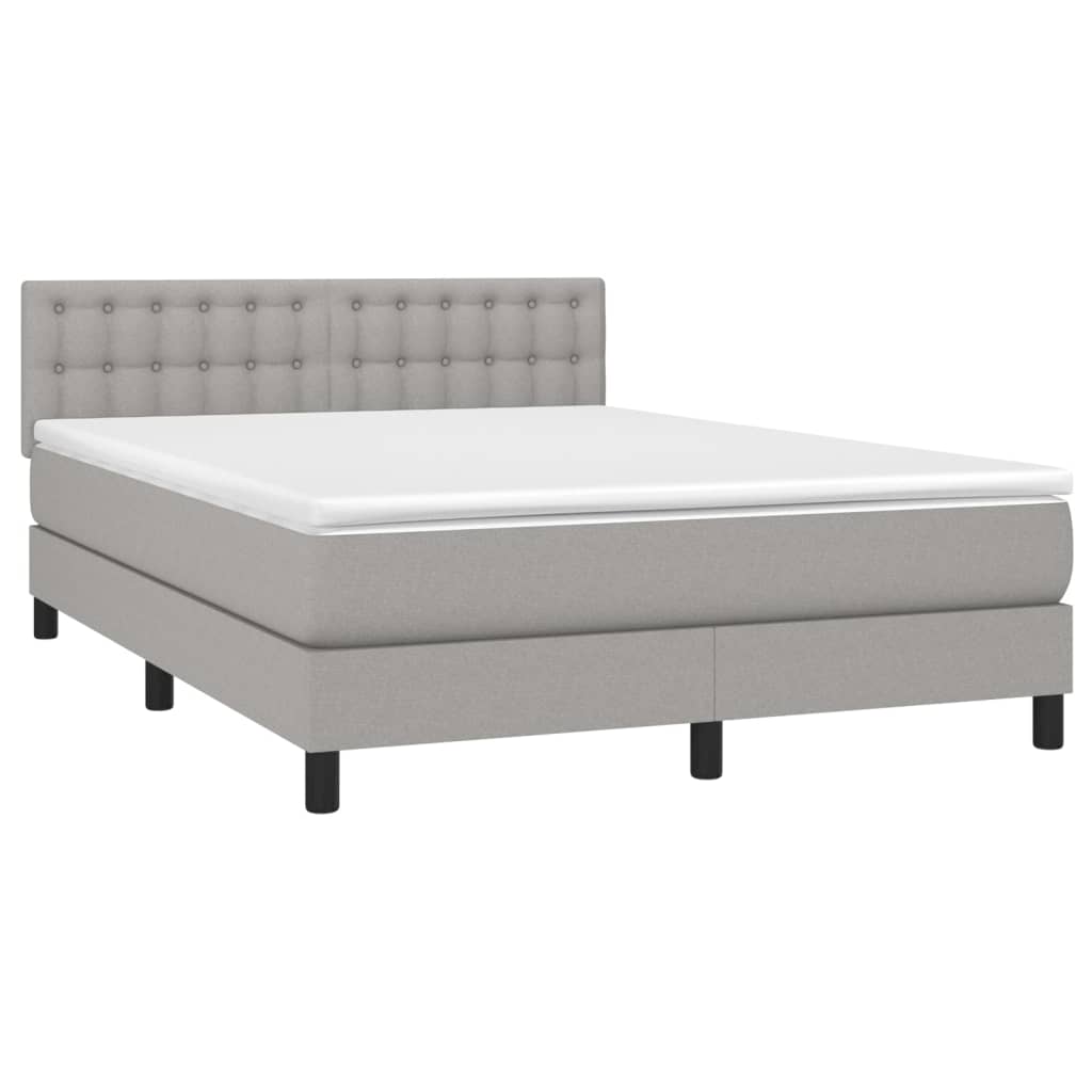 Sommier à lattes de lit et matelas et LED Gris clair 140x200 cm - XIOS