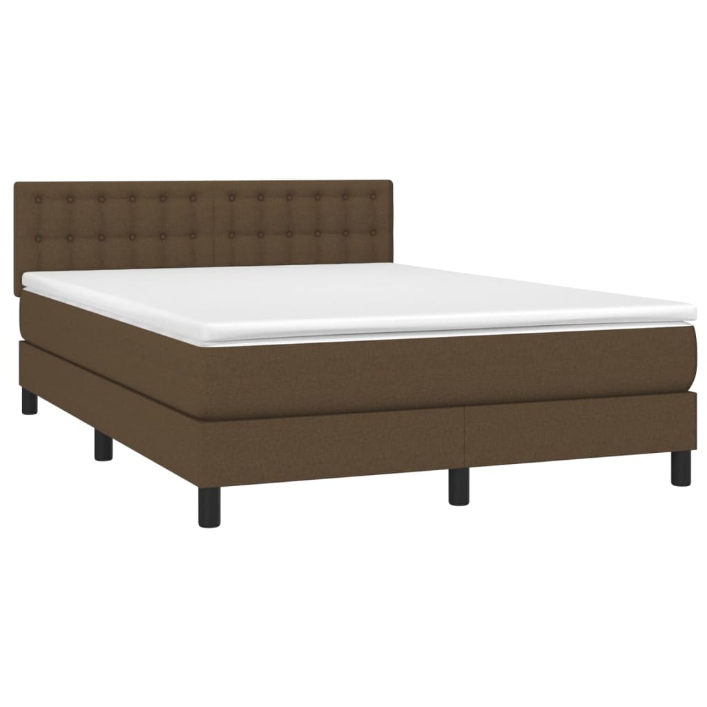 Sommier à lattes de lit matelas et LED Marron foncé 140x200 cm - XIOS