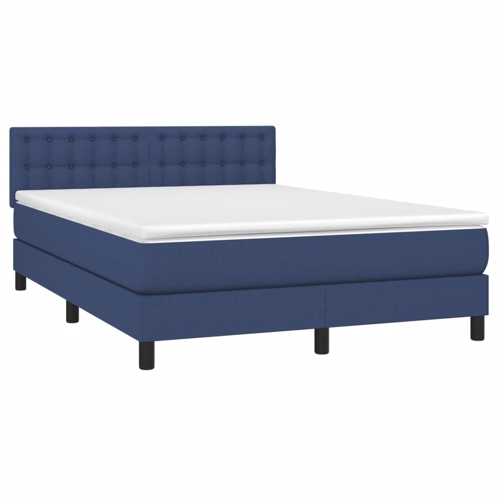 Sommier à lattes de lit avec matelas LED Bleu 140x200 cm Tissu - XIOS