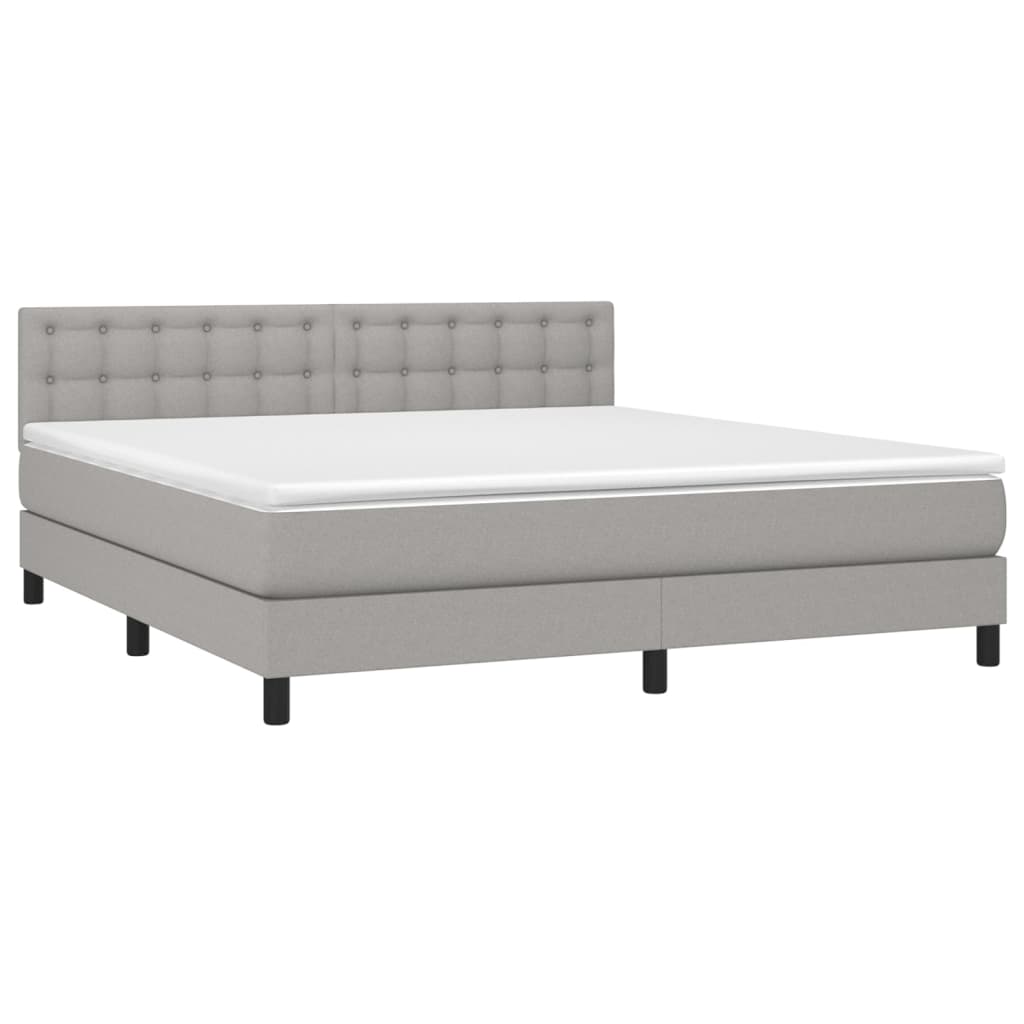 Sommier à lattes de lit matelas LED Gris clair 160x200 cm Tissu - XIOS
