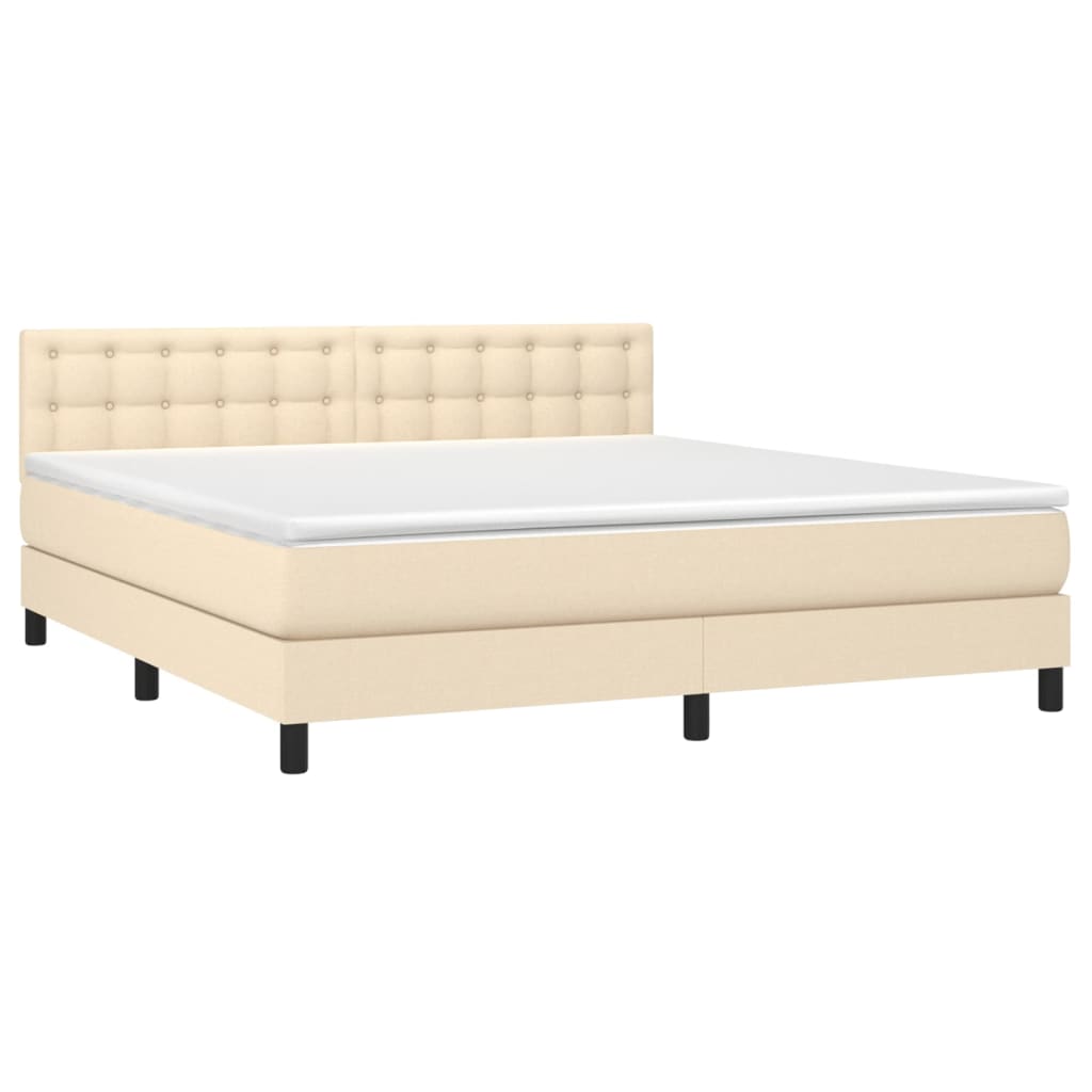 Sommier à lattes de lit avec matelas LED Crème 160x200 cm Tissu - XIOS