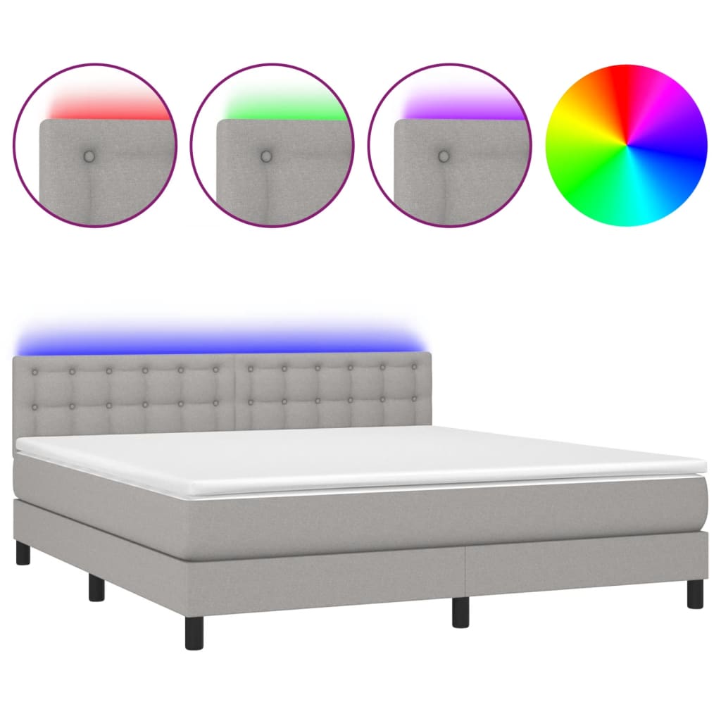 Sommier à lattes de lit et matelas et LED Gris clair 180x200 cm - XIOS