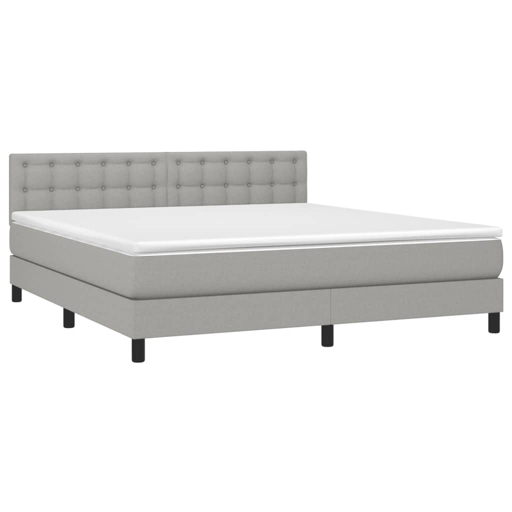 Sommier à lattes de lit et matelas et LED Gris clair 180x200 cm - XIOS