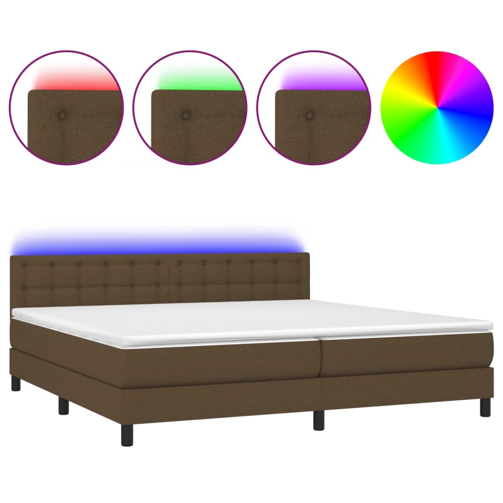Sommier à lattes de lit matelas et LED Marron foncé 200x200 cm - XIOS