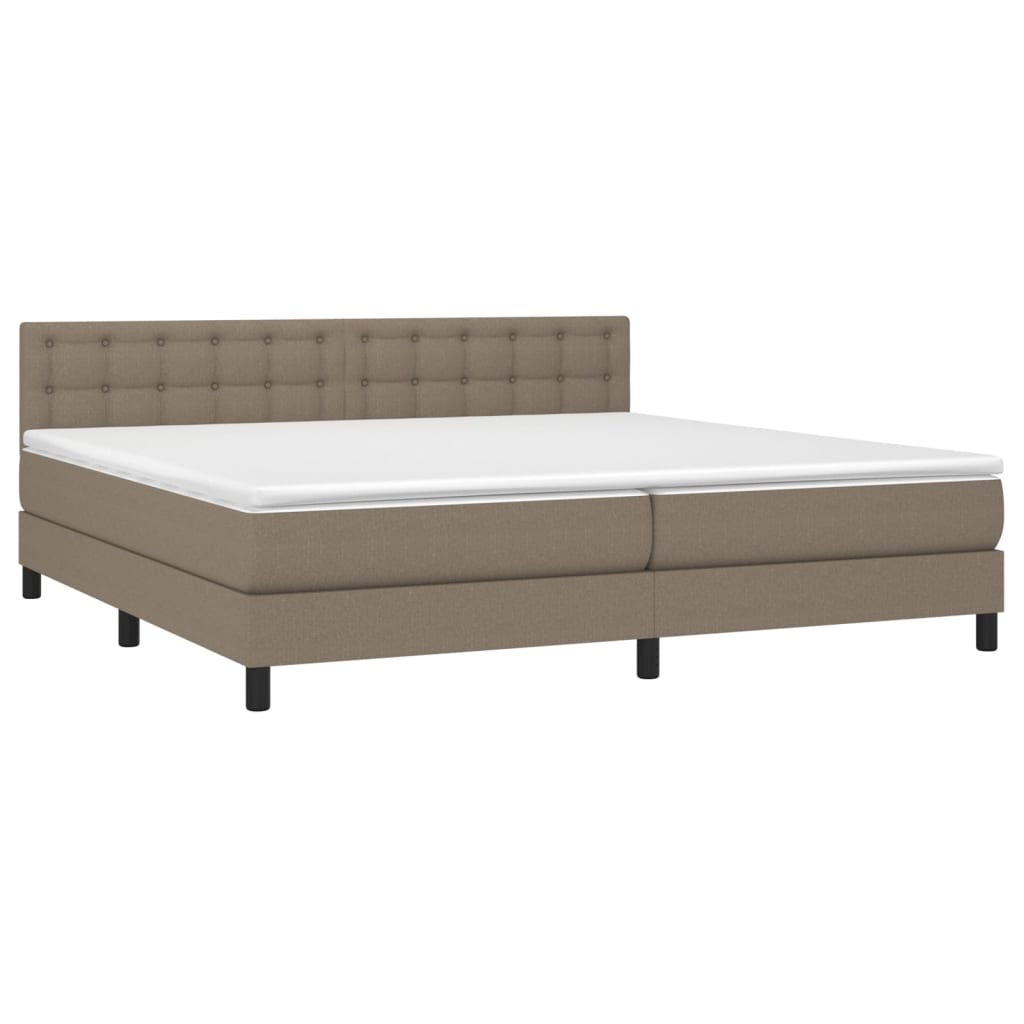 Sommier à lattes de lit et matelas et LED Taupe 200x200cm Tissu - XIOS