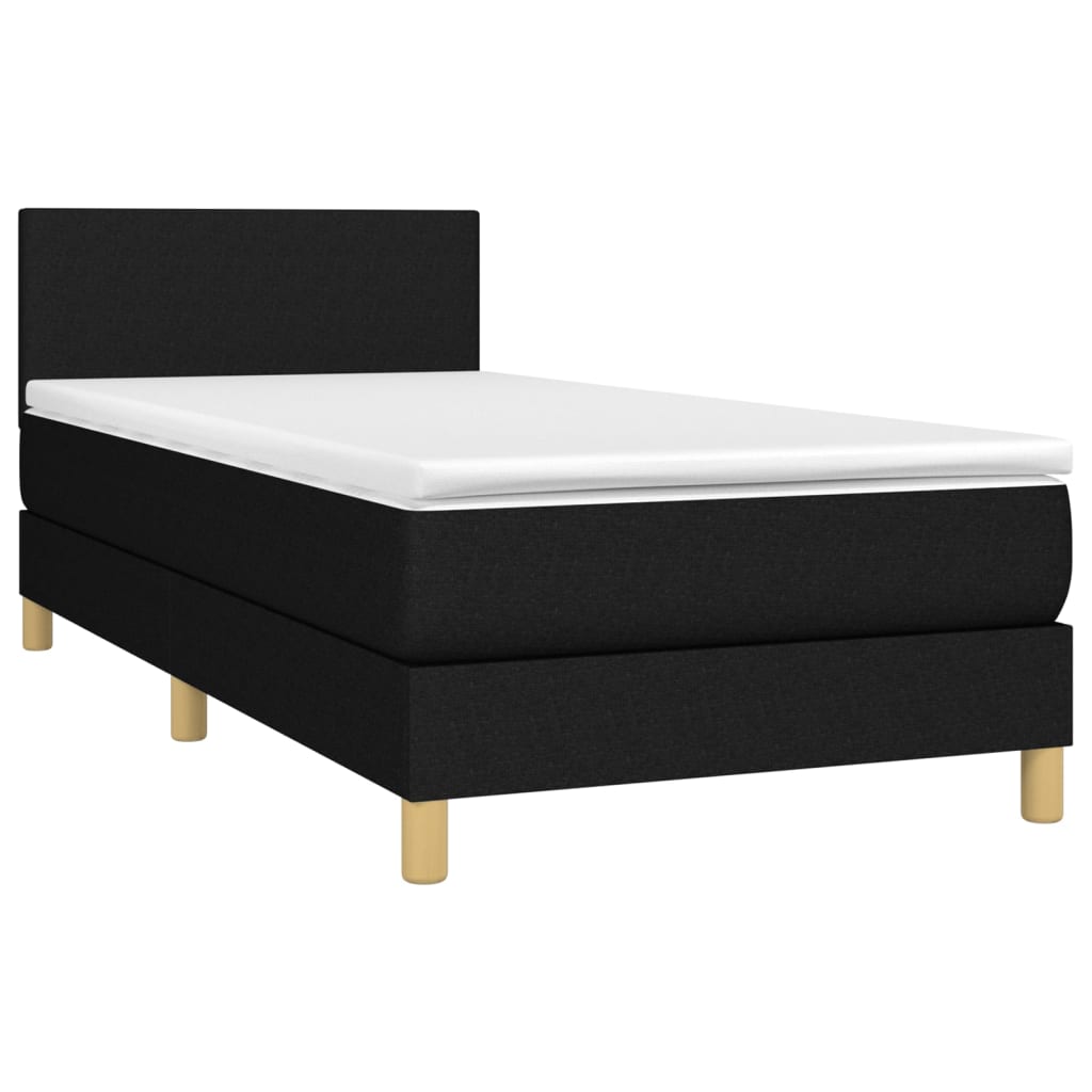 Sommier à lattes de lit avec matelas et LED Noir 80x200cm Tissu - XIOS