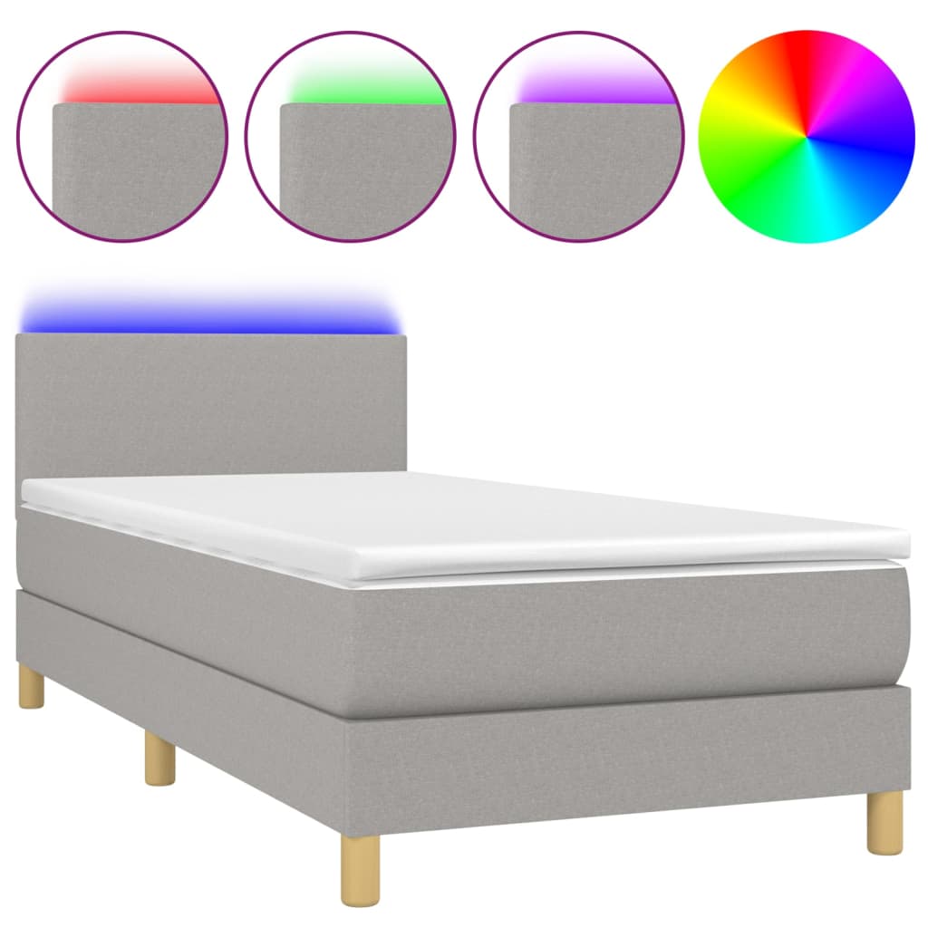 Sommier à lattes de lit avec matelas et LED Gris clair 90x190cm - XIOS