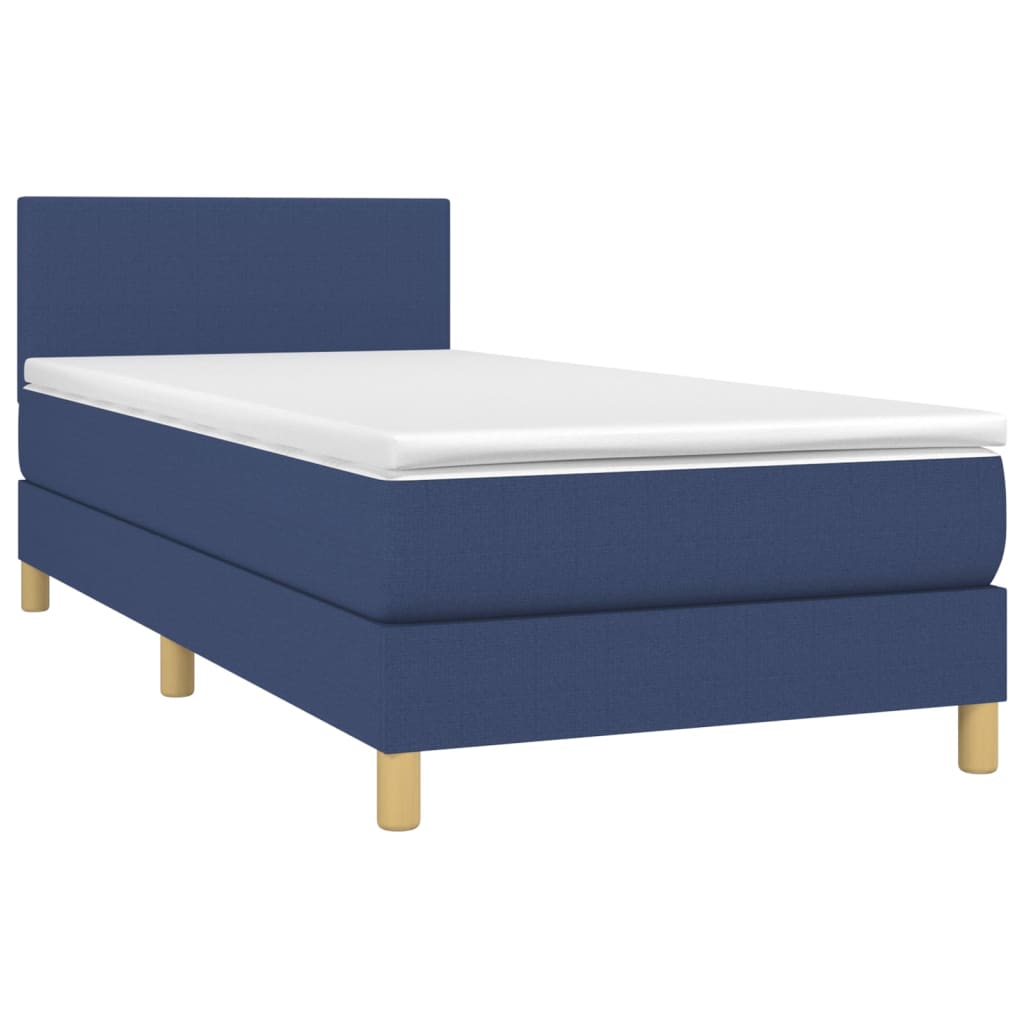 Sommier à lattes de lit avec matelas LED Bleu 100x200 cm Tissu - XIOS