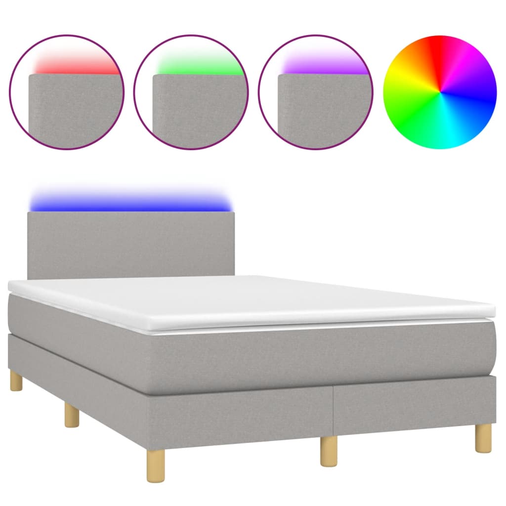 Sommier à lattes de lit matelas LED Gris clair 120x200 cm Tissu - XIOS