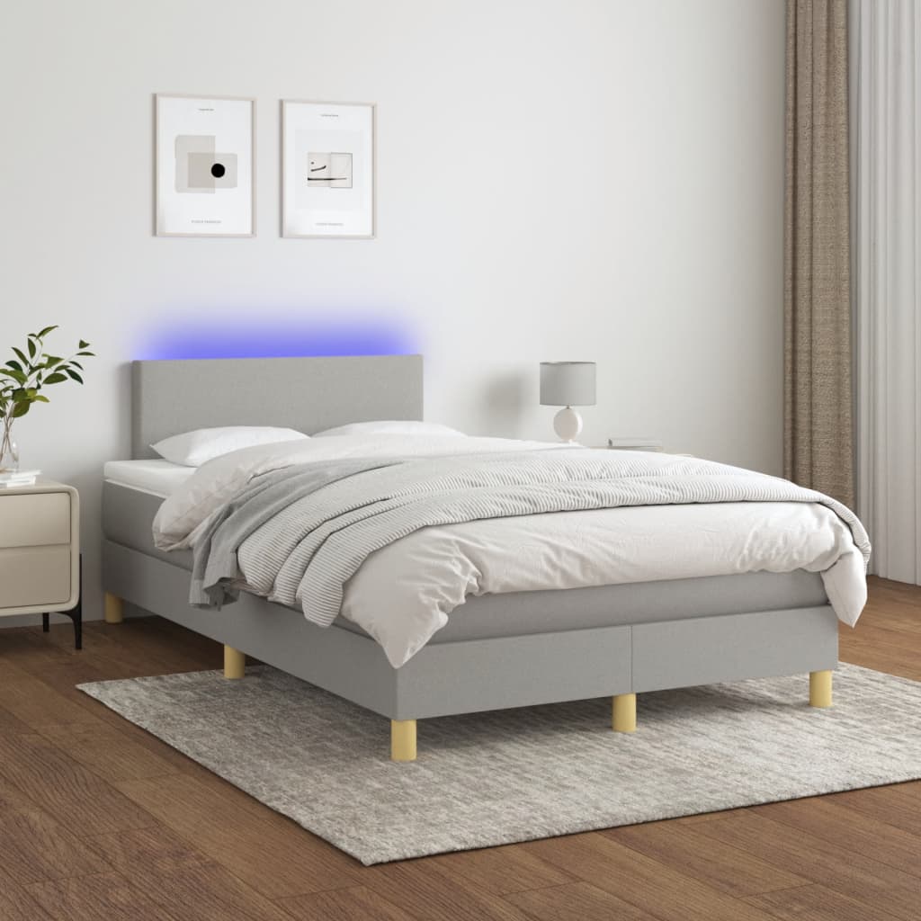 Sommier à lattes de lit matelas LED Gris clair 120x200 cm Tissu - XIOS