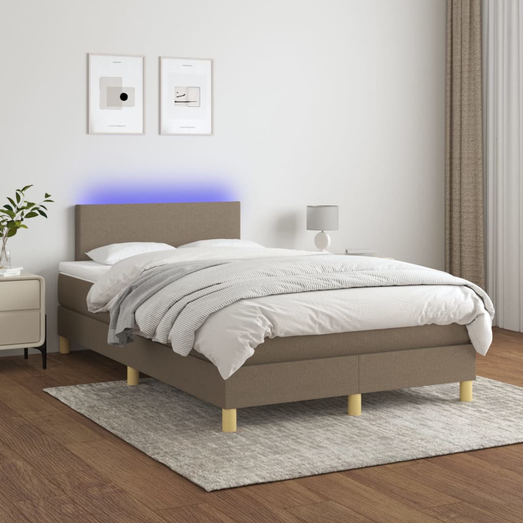 Sommier à lattes de lit avec matelas LED Taupe 120x200 cm Tissu - XIOS