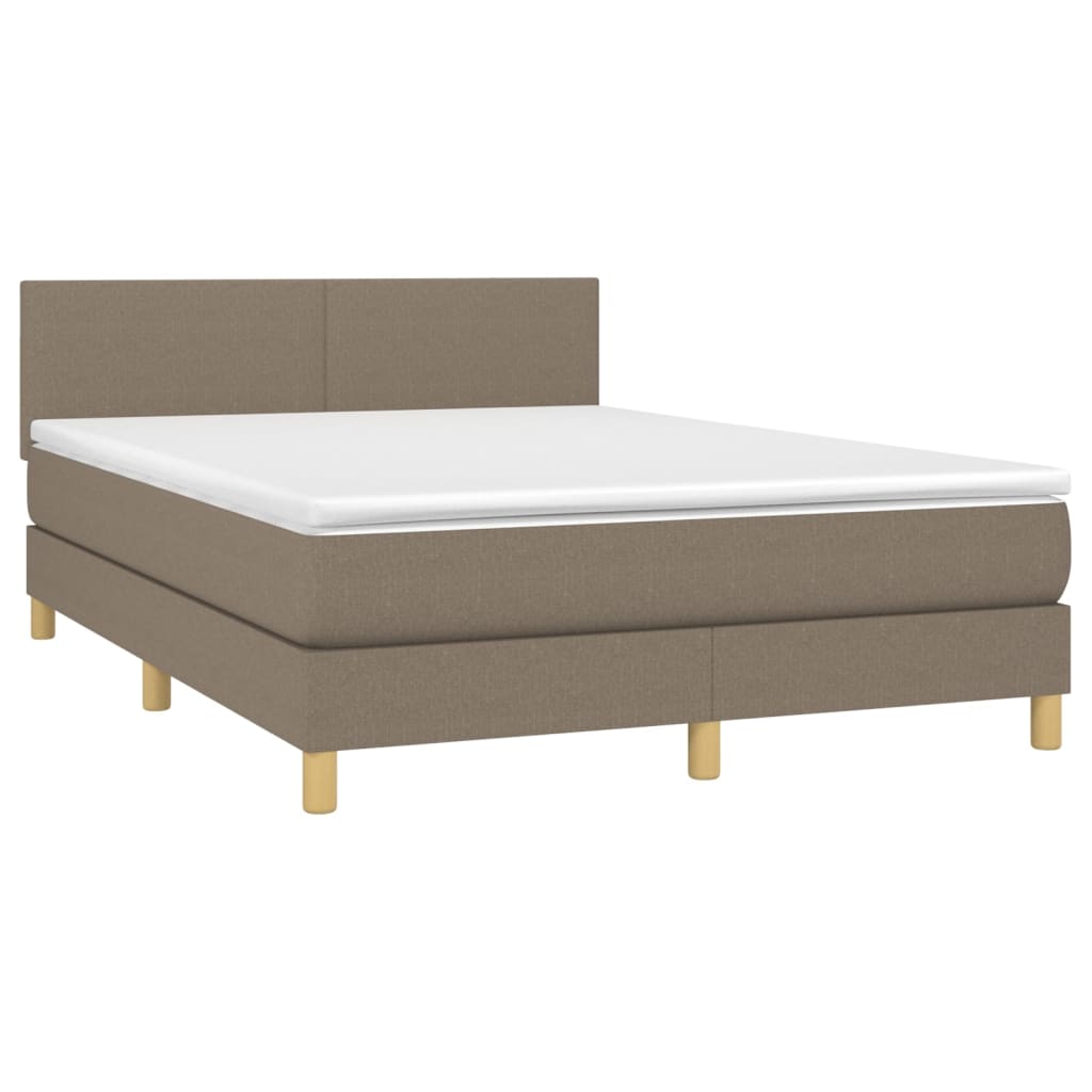 Sommier à lattes de lit avec matelas LED Taupe 140x190 cm Tissu - XIOS