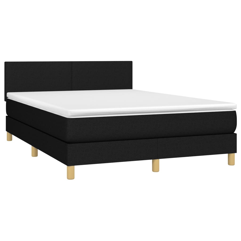 Sommier à lattes de lit avec matelas LED Noir 140x200 cm Tissu - XIOS
