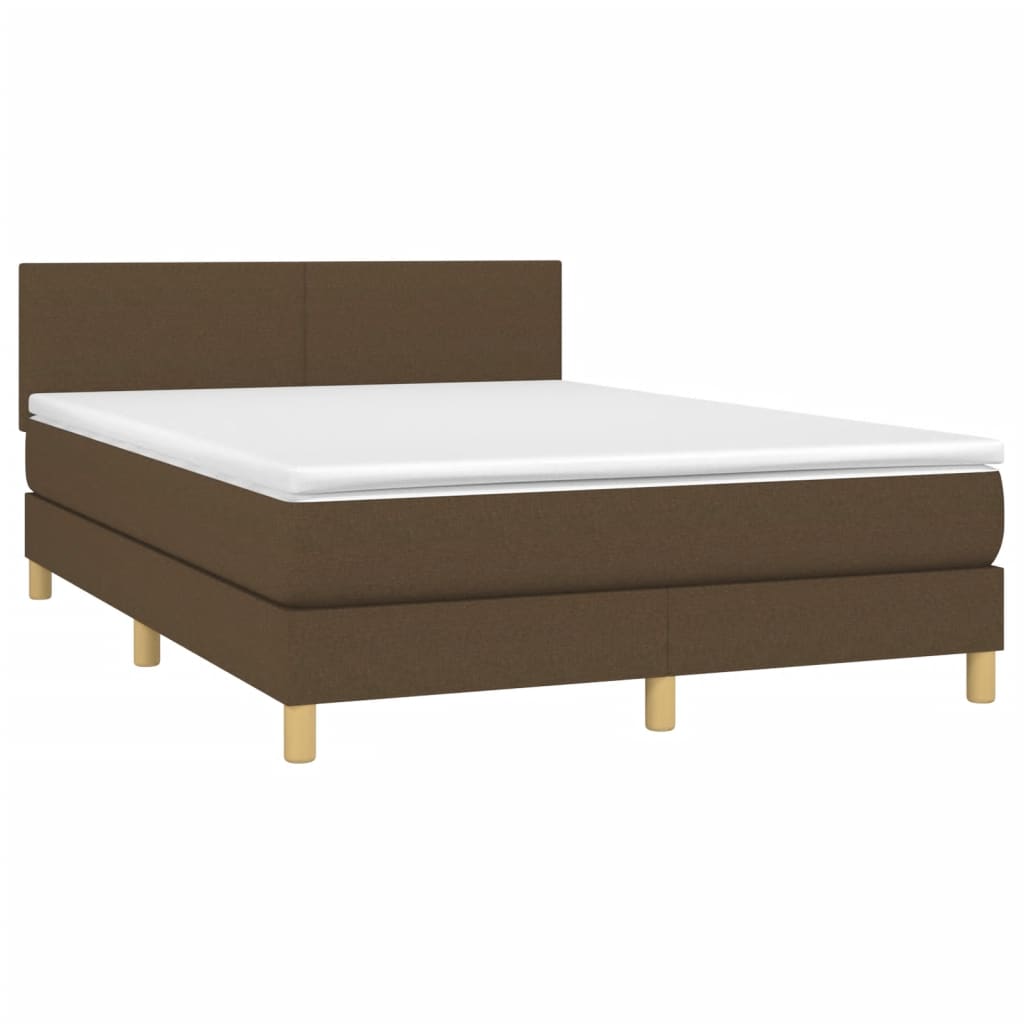 Sommier à lattes de lit matelas et LED Marron foncé 140x200 cm - XIOS