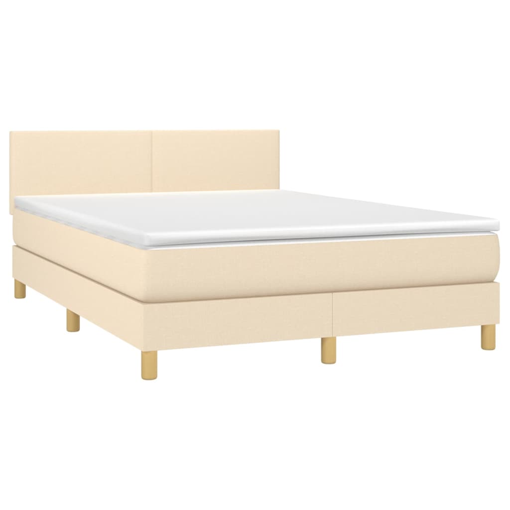 Sommier à lattes de lit avec matelas LED Crème 140x200 cm Tissu - XIOS