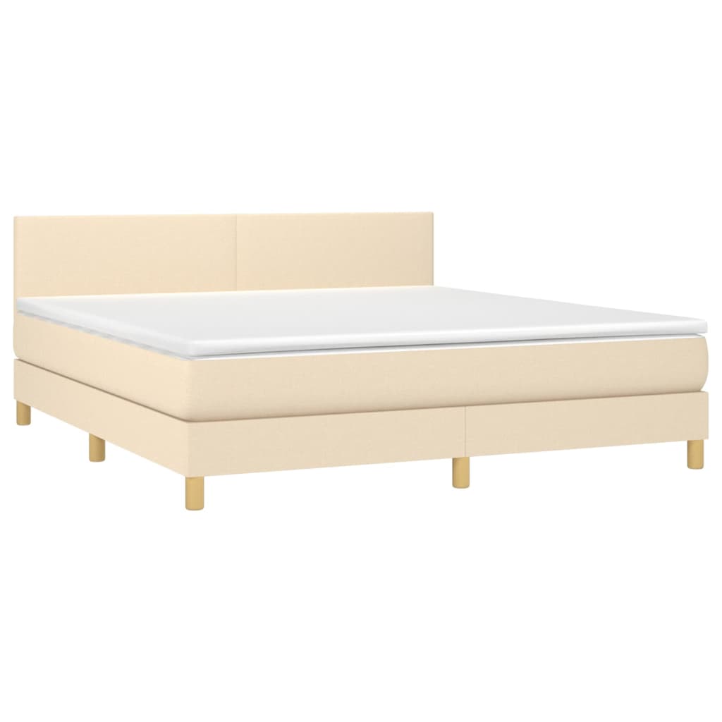 Sommier à lattes de lit avec matelas LED Crème 160x200 cm Tissu - XIOS