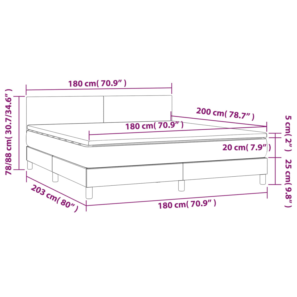 Sommier à lattes de lit matelas et LED Marron foncé 180x200 cm - XIOS