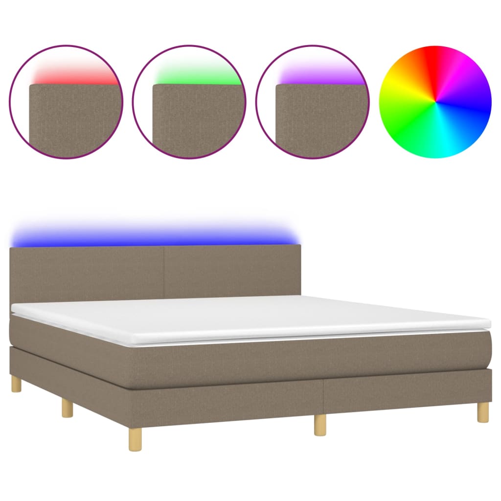 Sommier à lattes de lit avec matelas LED Taupe 180x200 cm Tissu - XIOS