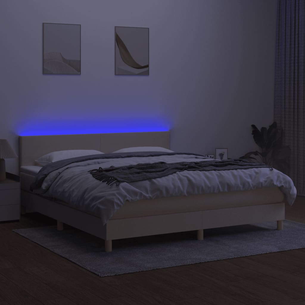Sommier à lattes de lit avec matelas LED Crème 180x200 cm Tissu - XIOS