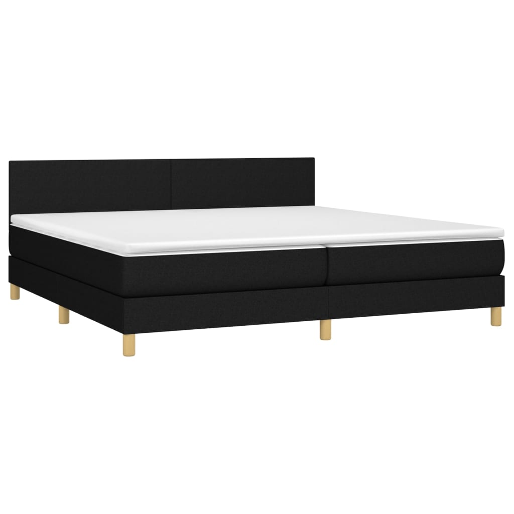 Sommier à lattes de lit et matelas et LED Noir 200x200 cm Tissu - XIOS