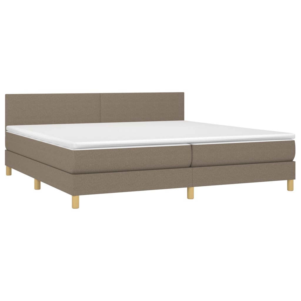 Sommier à lattes de lit et matelas et LED Taupe 200x200cm Tissu - XIOS