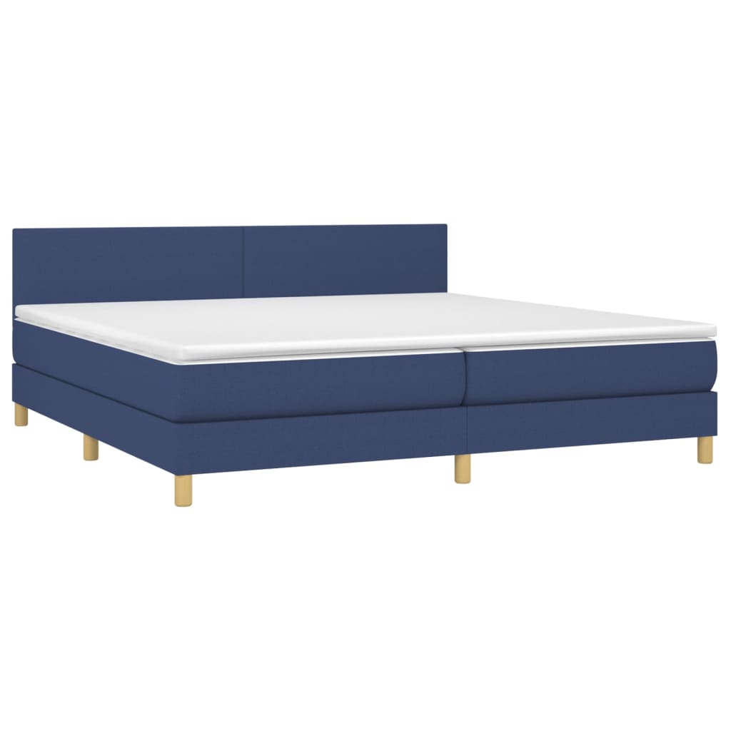 Sommier à lattes de lit et matelas et LED Bleu 200x200 cm Tissu - XIOS