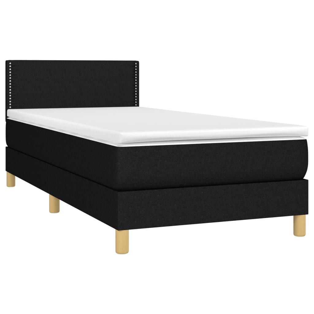 Sommier à lattes de lit avec matelas et LED Noir 80x200cm Tissu - XIOS