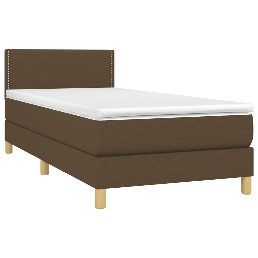Sommier à lattes de lit et matelas et LED Marron foncé 90x190cm - XIOS