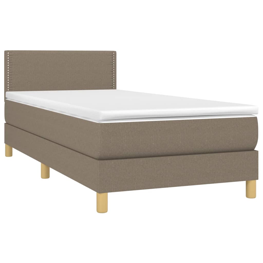 Sommier à lattes de lit avec matelas LED Taupe 90x190 cm Tissu - XIOS
