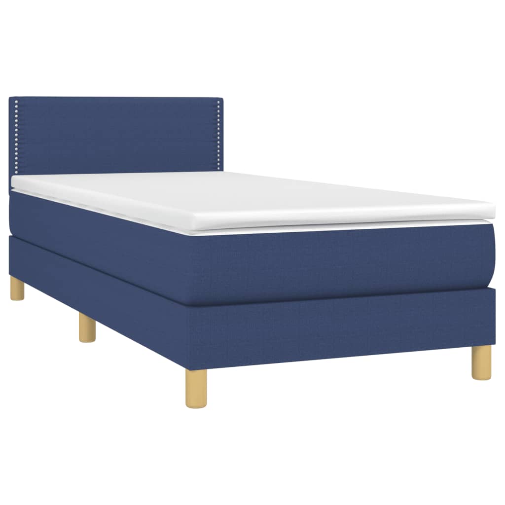 Sommier à lattes de lit avec matelas LED Bleu 100x200 cm Tissu - XIOS