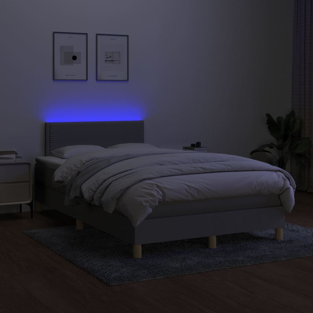 Sommier à lattes de lit matelas LED Gris clair 120x200 cm Tissu - XIOS
