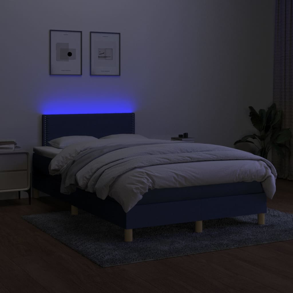 Sommier à lattes de lit avec matelas LED Bleu 120x200 cm Tissu - XIOS