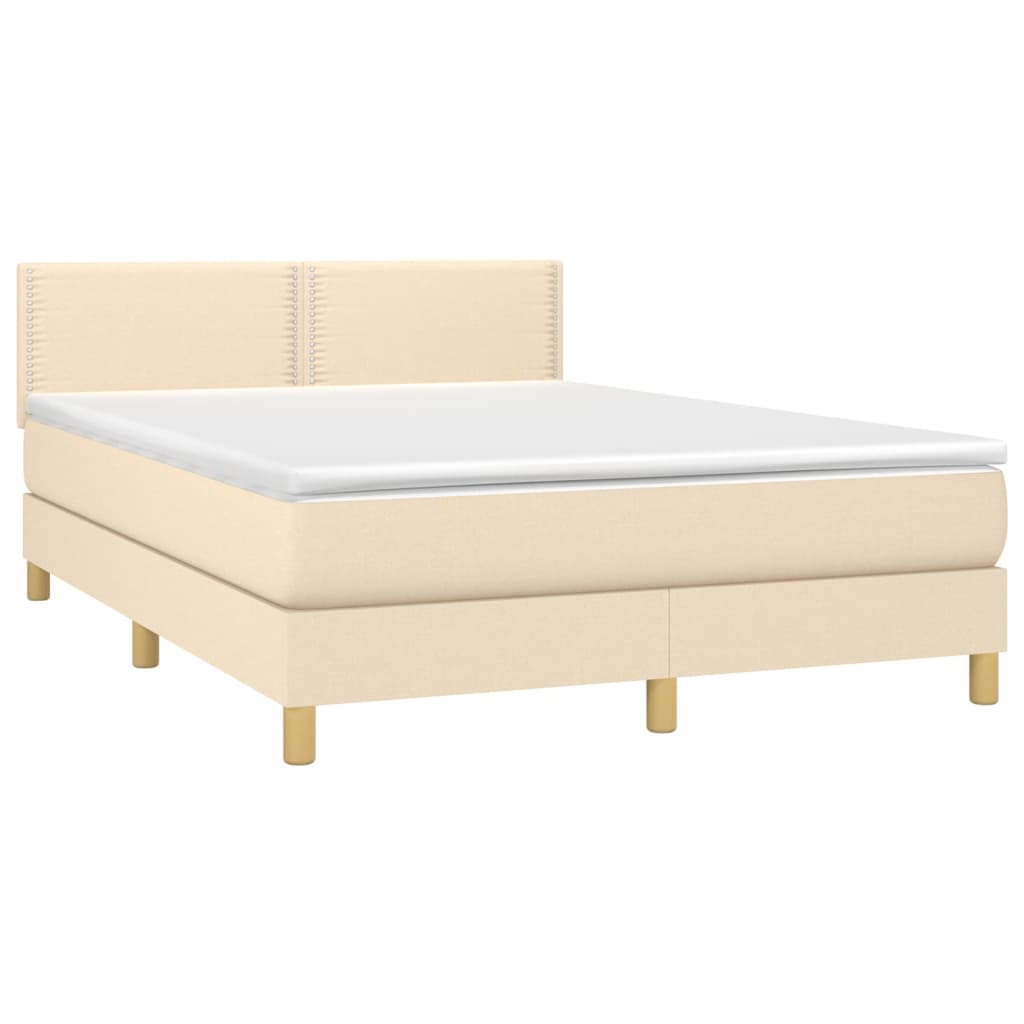 Sommier à lattes de lit avec matelas LED Crème 140x190 cm Tissu - XIOS