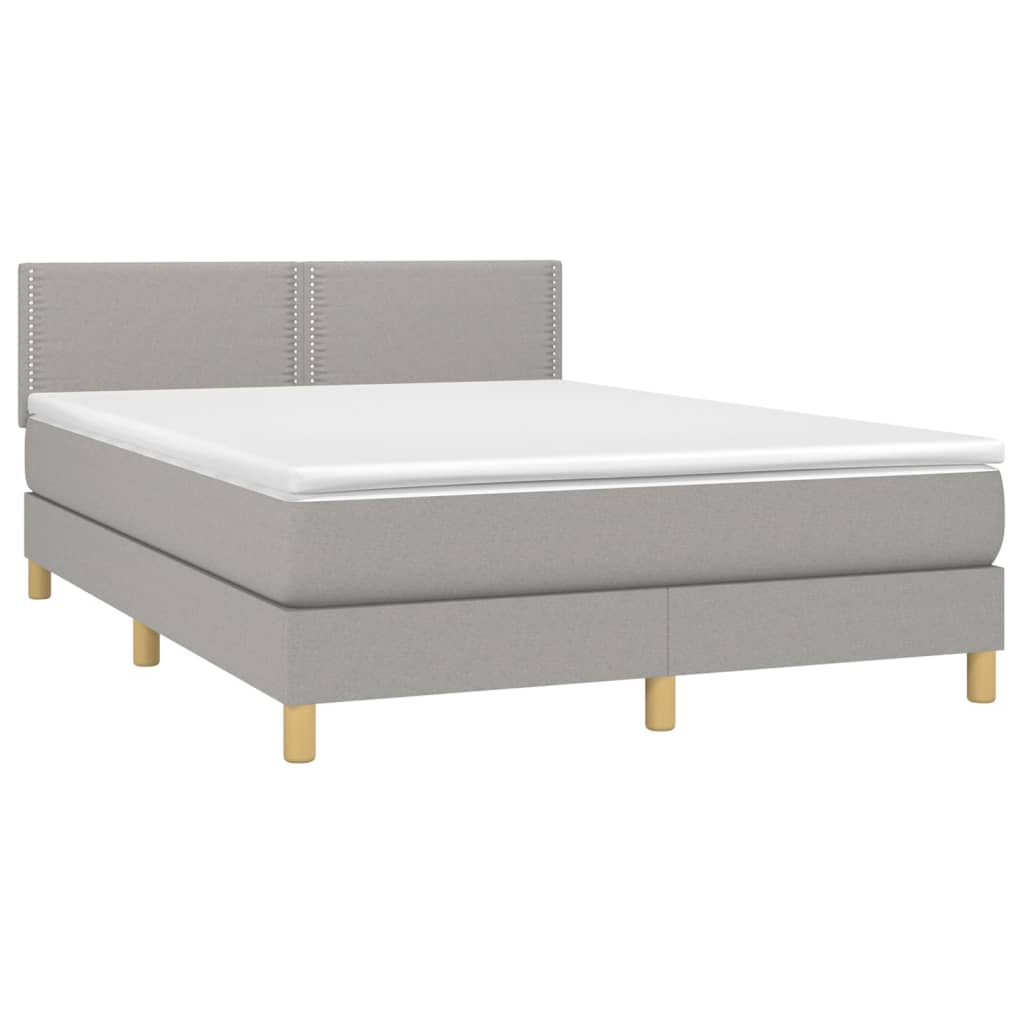 Sommier à lattes de lit et matelas et LED Gris clair 140x200 cm - XIOS