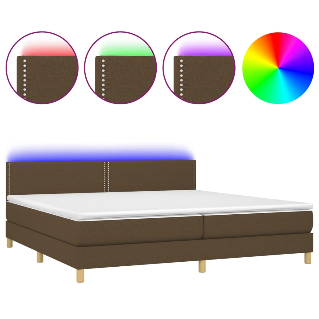 Sommier à lattes de lit matelas et LED Marron foncé 200x200 cm - XIOS