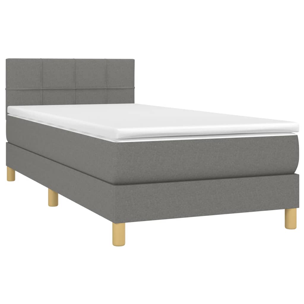 Sommier à lattes de lit avec matelas et LED Gris foncé 80x200cm - XIOS