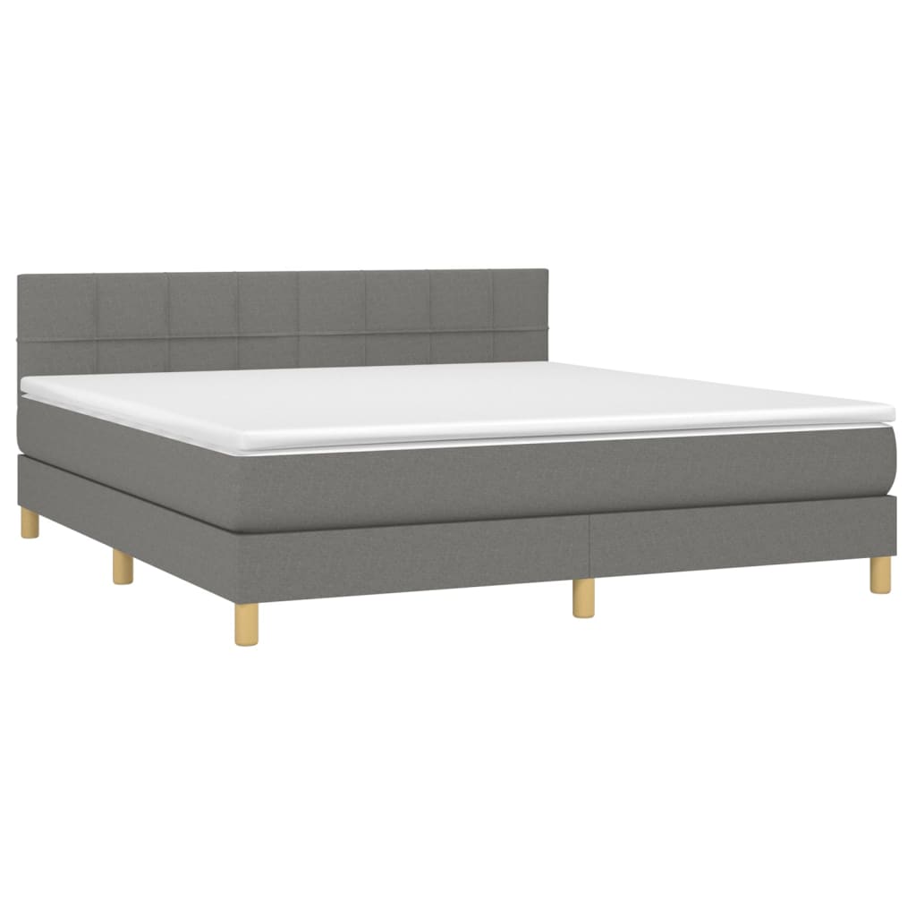Sommier à lattes de lit et matelas et LED Gris foncé 160x200 cm - XIOS