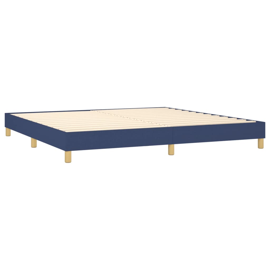Sommier à lattes de lit et matelas et LED Bleu 200x200 cm Tissu - XIOS