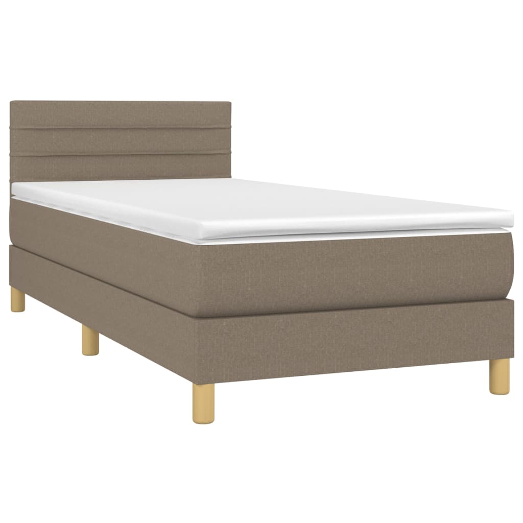 Sommier à lattes de lit avec matelas LED Taupe 90x200 cm Tissu - XIOS