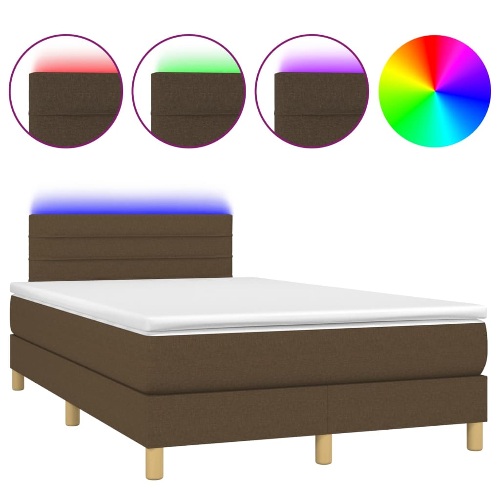 Sommier à lattes de lit matelas et LED Marron foncé 120x200 cm - XIOS